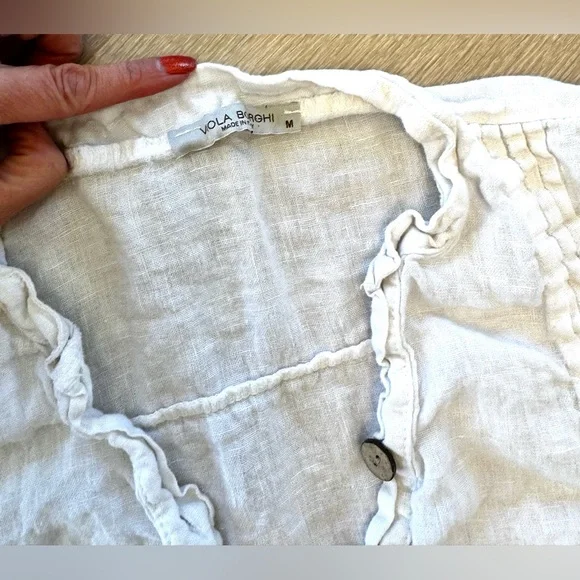 VIOLA BORGHI PLEATED V NECK BLOUSE - Picture 8 of 13